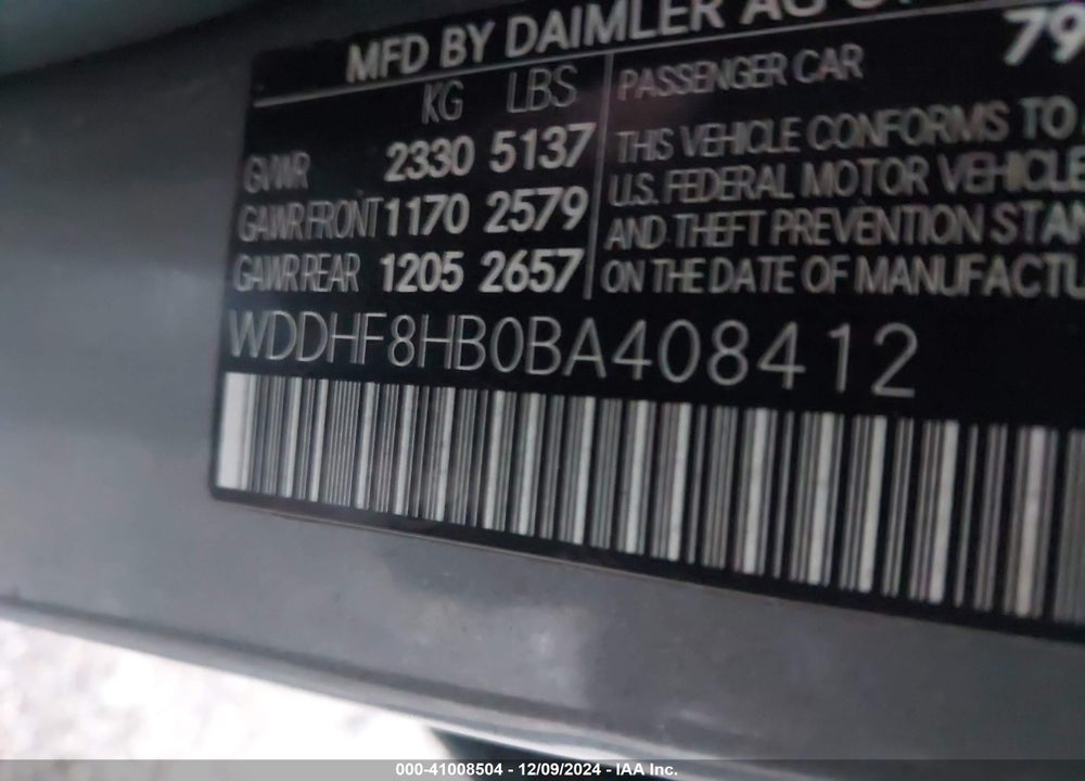 2011 MERCEDES-BENZ E 350 4MATIC VIN: WDDHF8HB0BA408412