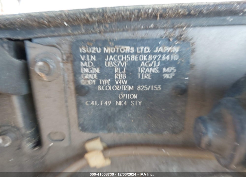 1989 ISUZU TROOPER II VIN: JACCH58E0K8923410