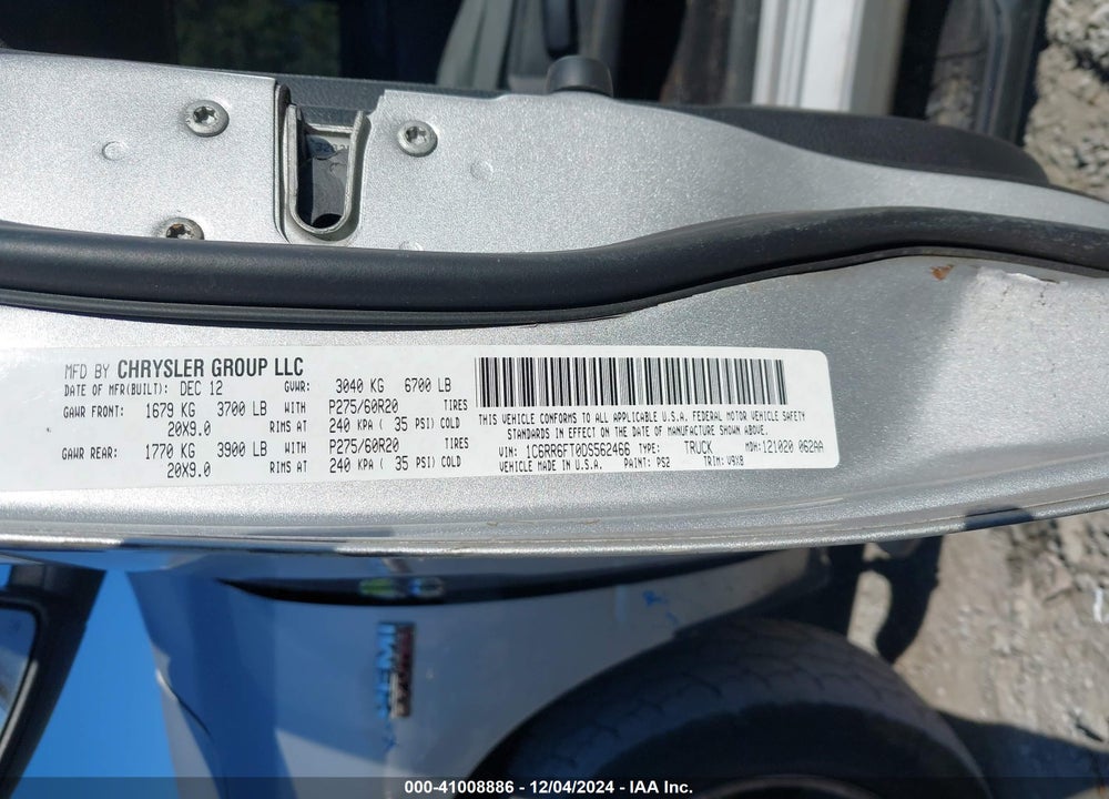 2013 RAM 1500 VIN: 1C6RR6FT0DS562466