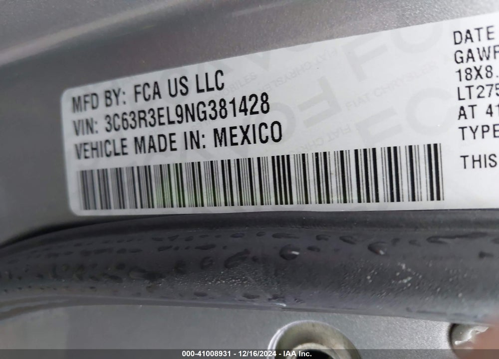 2022 RAM 3500 LAIE  4X4 6'4 BOX VIN: 3C63R3EL9NG381428