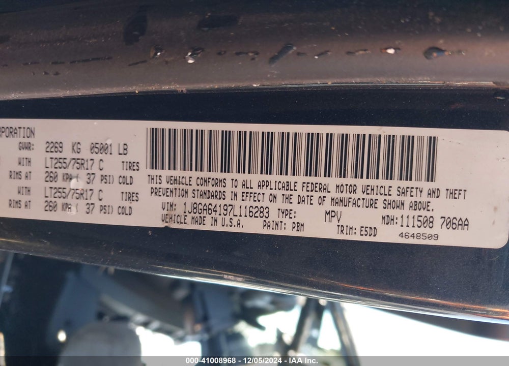 2007 JEEP WRANGLER RUBICON VIN: 1J8GA64197L116283