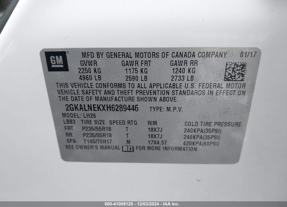 2017 GMC TERRAIN SLE-2 VIN: 2GKALNEKXH6289446