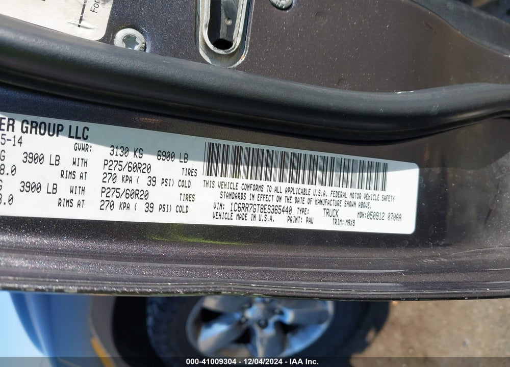 2014 RAM 1500 BIG HORN VIN: 1C6RR7GT8ES365440