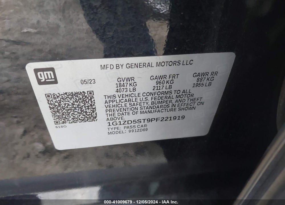 2023 CHEVROLET MALIBU FWD 1LT VIN: 1G1ZD5ST9PF221919