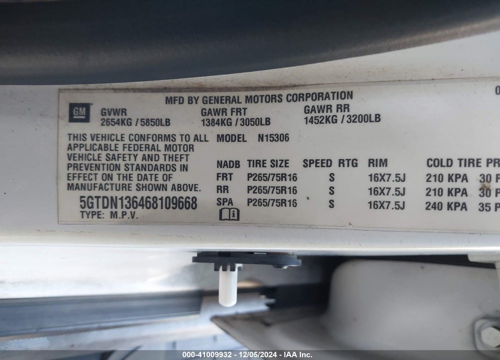2006 HUMMER H3 SUV VIN: 5GTDN136468109668