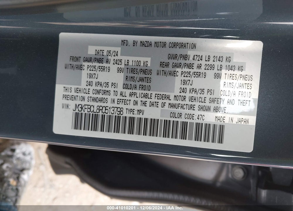 2024 MAZDA CX-5 2.5 S CARBON EDITION VIN: JM3KFBCL8R0513798