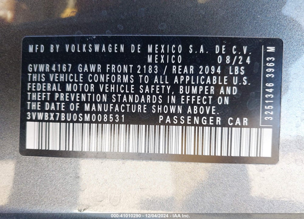 2025 VOLKSWAGEN JETTA 1.5T SPORT VIN: 3VWBX7BU0SM008531