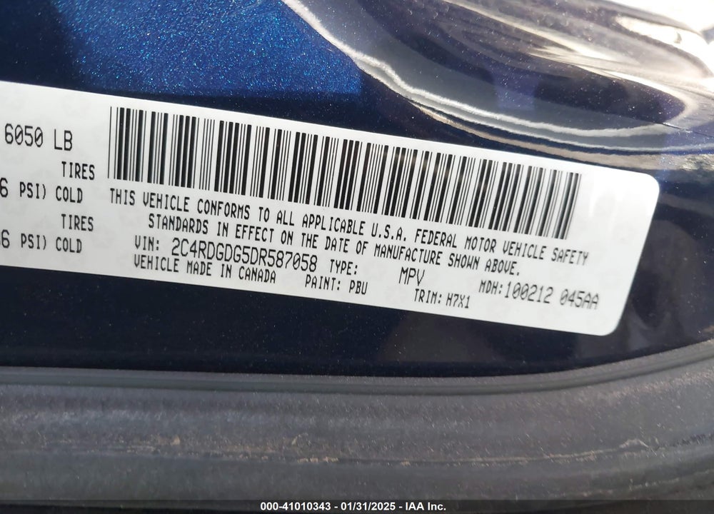 2013 DODGE GRAND CARAVAN CREW VIN: 2C4RDGDG5DR587058