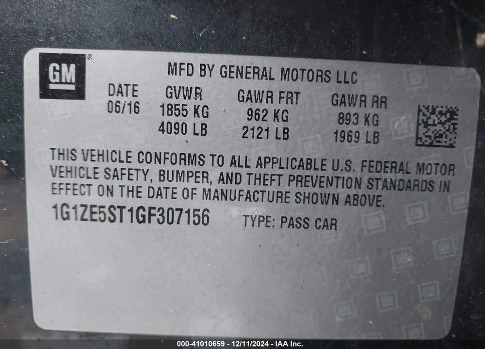 2016 CHEVROLET MALIBU 1LT VIN: 1G1ZE5ST1GF307156