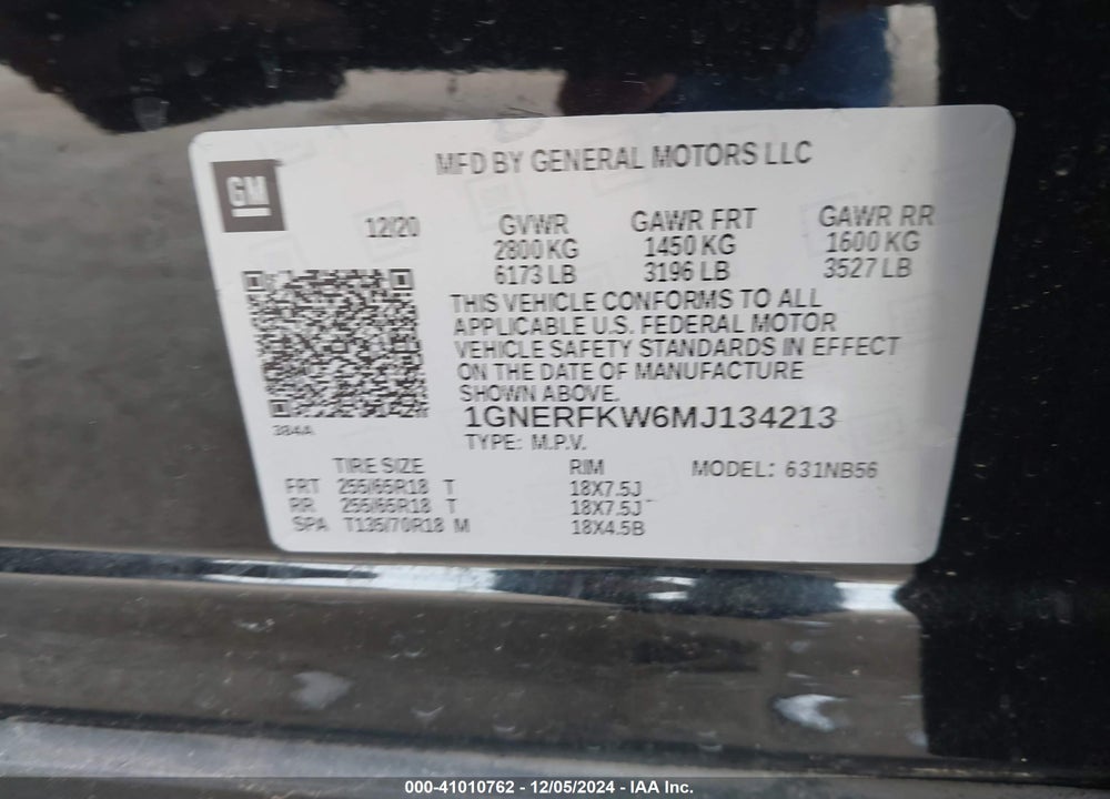 2021 CHEVROLET TRAVERSE FWD LS VIN: 1GNERFKW6MJ134213