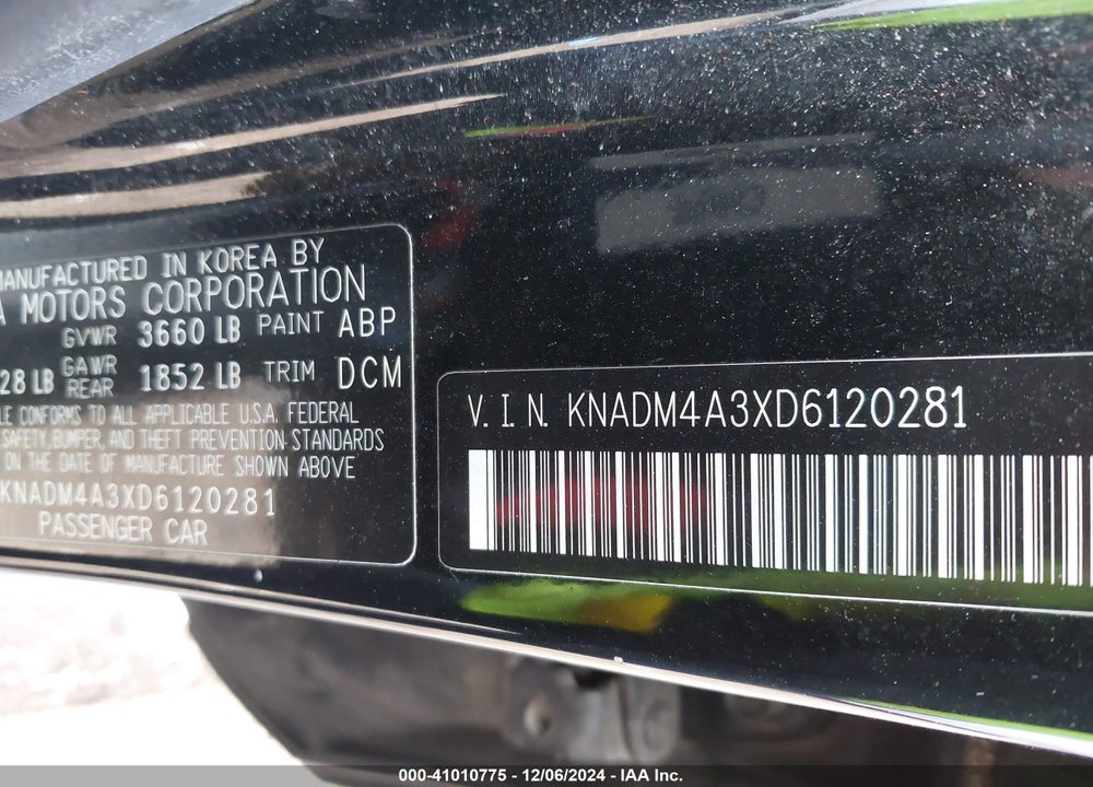 2013 KIA RIO LX VIN: KNADM4A3XD6120281