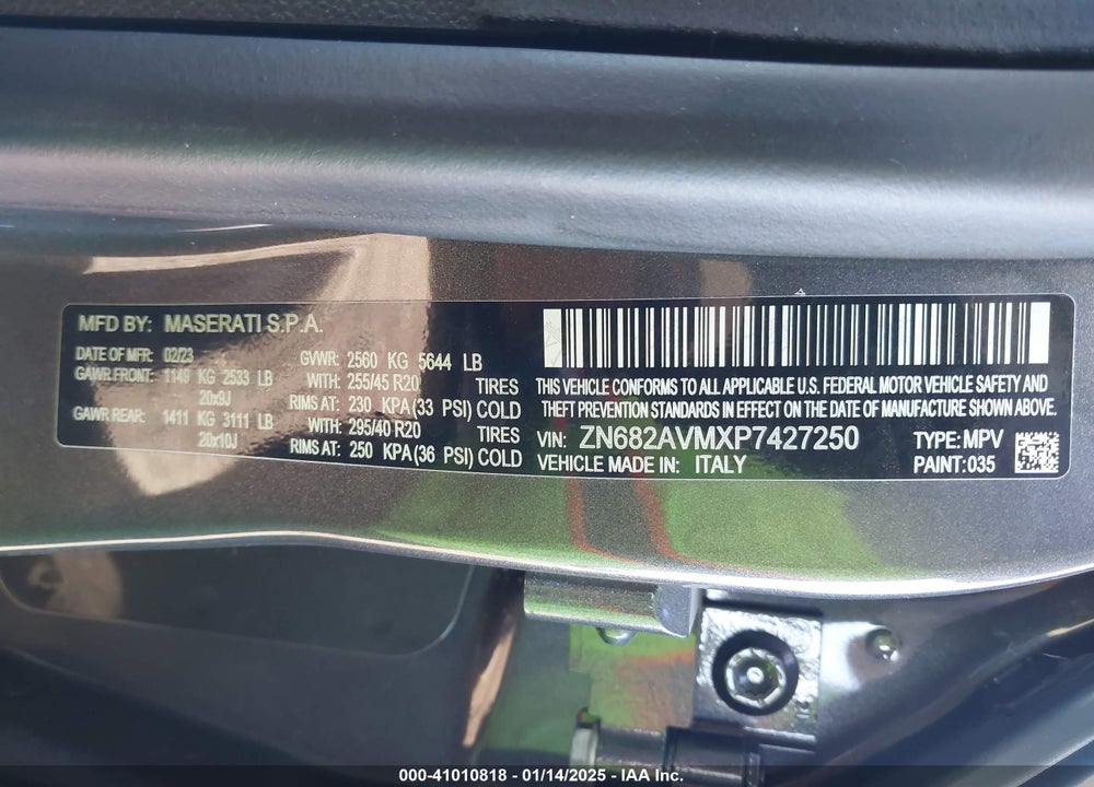 2023 MASERATI GRECALE MODENA VIN: ZN682AVMXP7427250