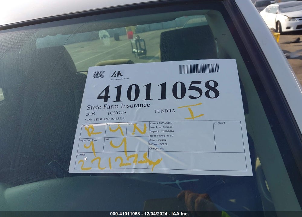 2005 TOYOTA TUNDRA VIN: 5TBJU32165S455819