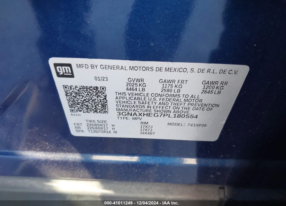 2023 CHEVROLET EQUINOX FWD LS VIN: 3GNAXHEG7PL180554