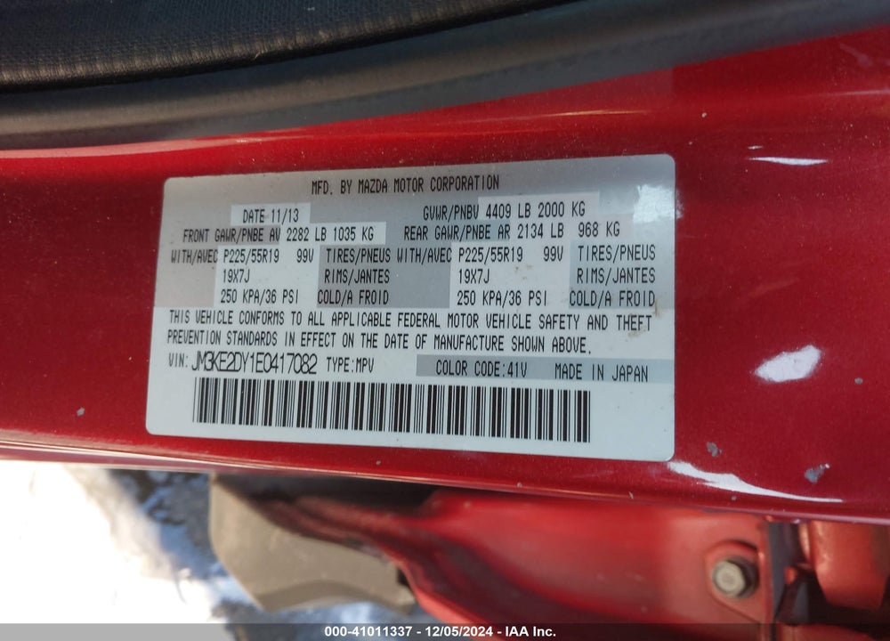 2014 MAZDA CX-5 GRAND TOURING VIN: JM3KE2DY1E0417082