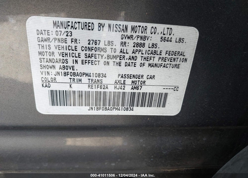 2023 NISSAN ARIYA EVOLVE+ VIN: JN1BF0BA0PM410834