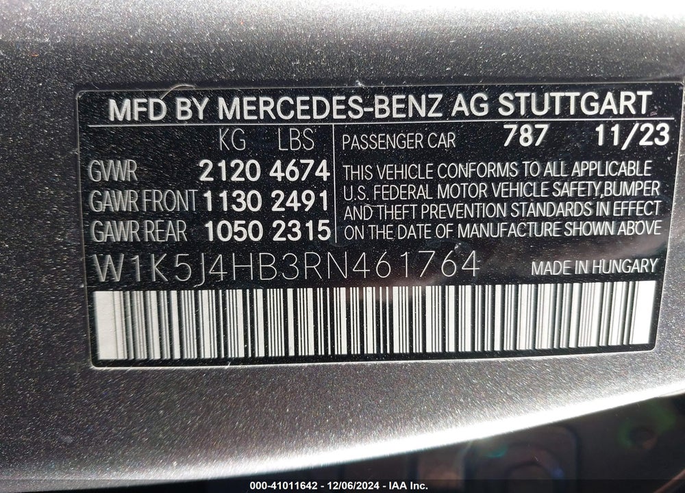 2024 MERCEDES-BENZ CLA 250 COUPE 4MATIC VIN: W1K5J4HB3RN461764