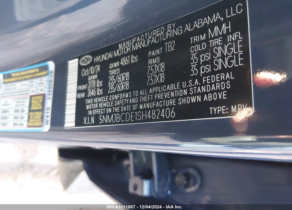 2025 HYUNDAI TUCSON SEL VIN: 5NMJBCDE1SH482406