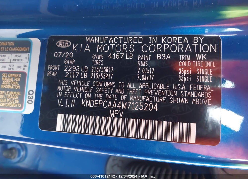 2021 KIA SELTOS LX VIN: KNDEPCAA4M7125204