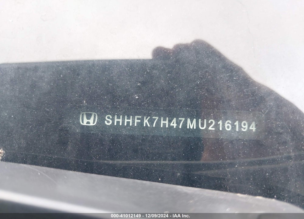 2021 HONDA CIVIC SPORT VIN: SHHFK7H47MU216194