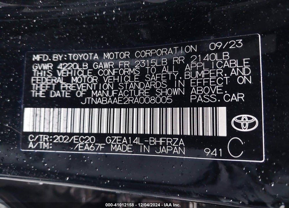 2024 TOYOTA GR COROLLA PREMIUM VIN: JTNABAAE2RA008005