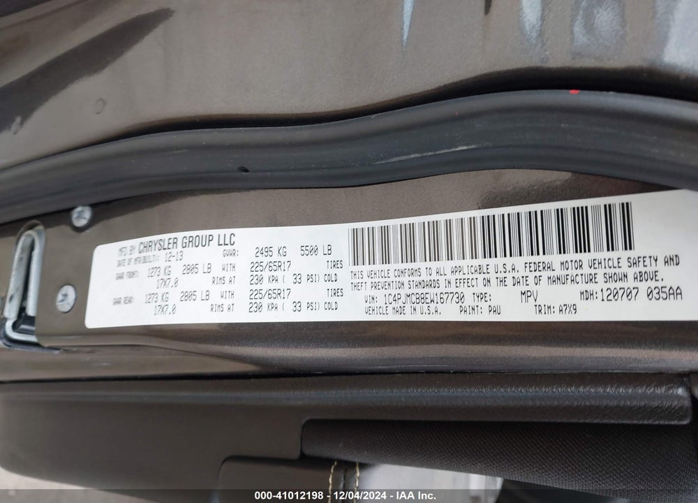 2014 JEEP CHEROKEE LATITUDE VIN: 1C4PJMCB8EW167730