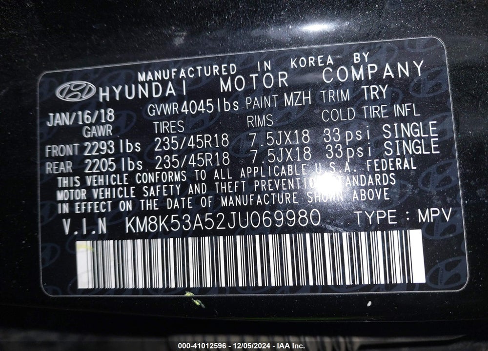 2018 HYUNDAI KONA ULTIMATE VIN: KM8K53A52JU069980