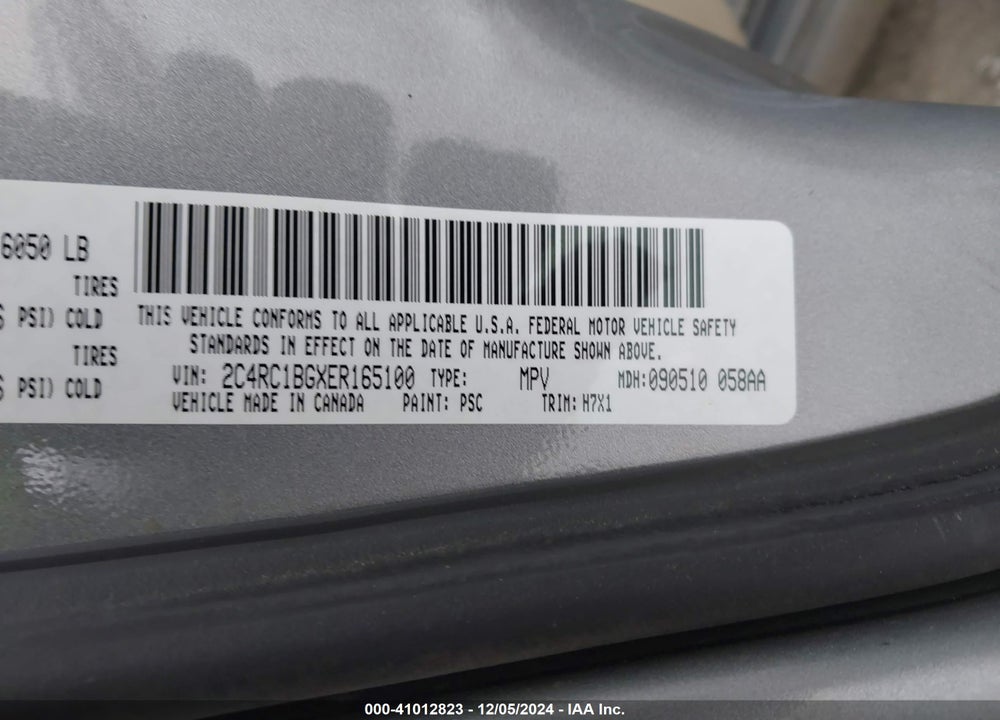 2014 CHRYSLER TOWN & COUNTRY TOURING VIN: 2C4RC1BGXER165100