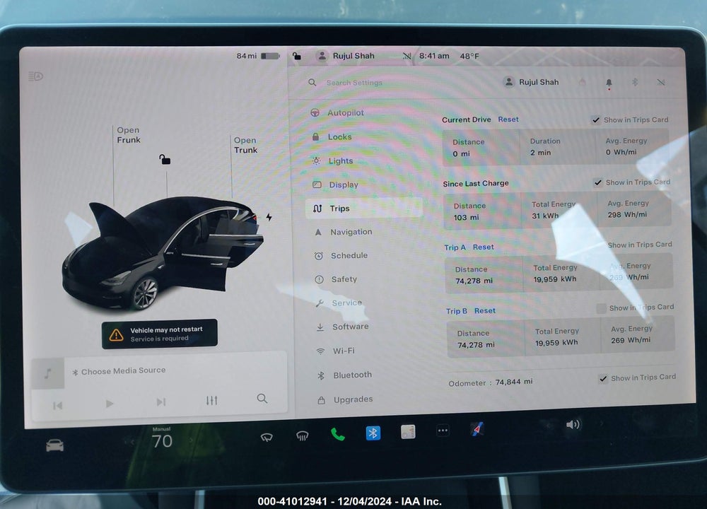 2019 TESLA MODEL 3 LONG RANGE/PERFORMANCE VIN: 5YJ3E1EB5KF433610