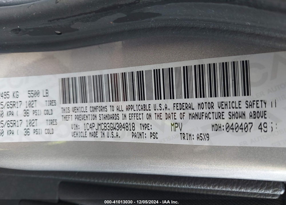 2016 CHEROKEE JEEP  LATITUDE VIN: 1C4PJMCB3GW304818