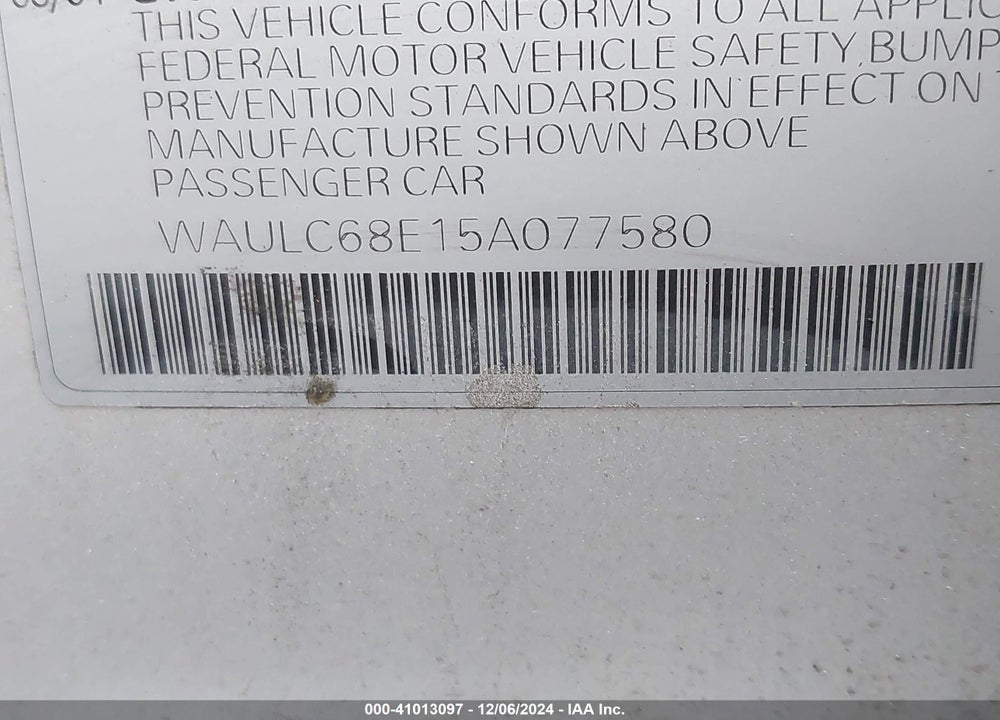 2005 AUDI A4 1.8T VIN: WAULC68E15A077580