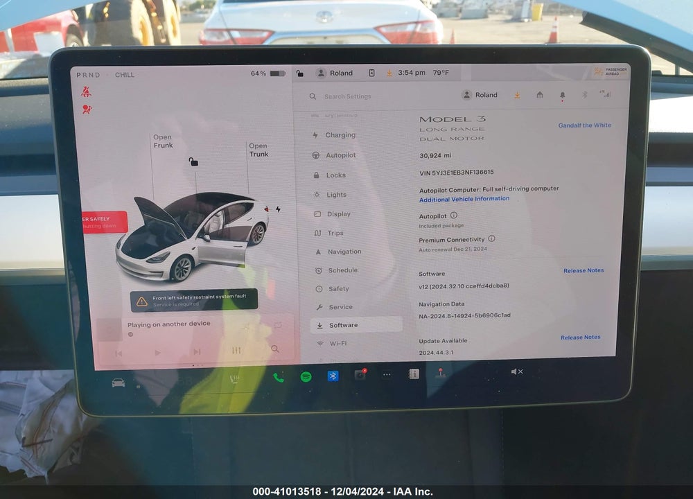 2022 TESLA MODEL 3 LONG RANGE DUAL MOTOR ALL-WHEEL DRIVE VIN: 5YJ3E1EB3NF136615