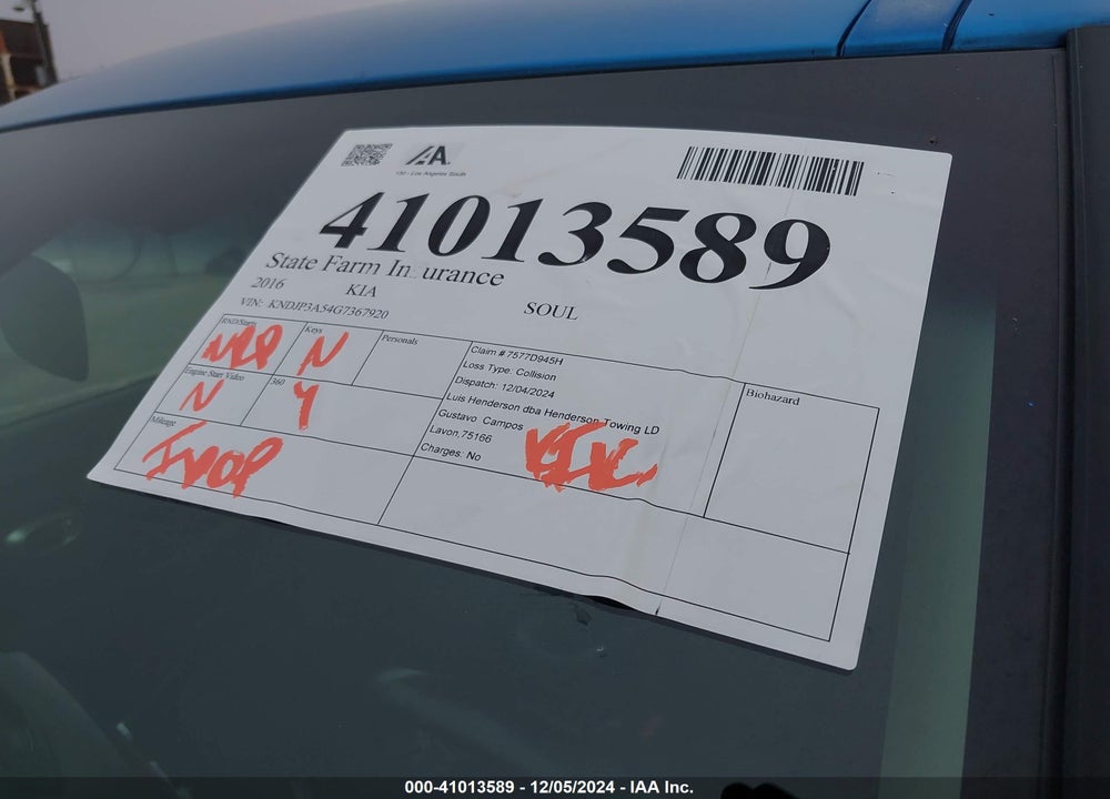 2016 KIA SOUL VIN: KNDJP3A54G7367920
