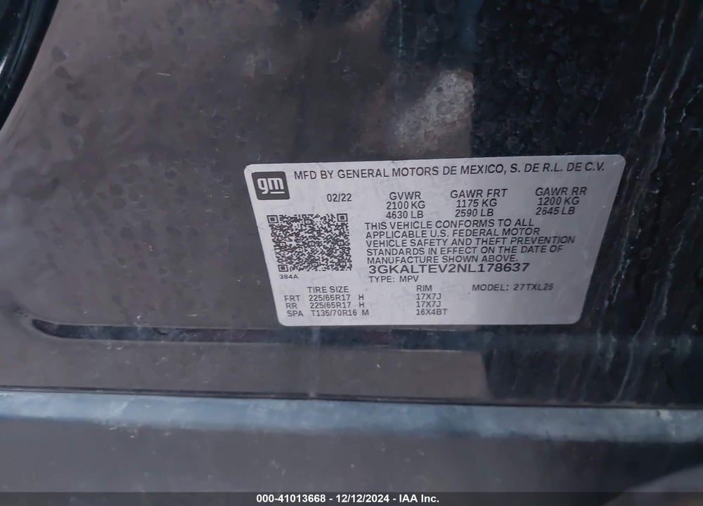 2022 GMC TERRAIN AWD SLE VIN: 3GKALTEV2NL178637