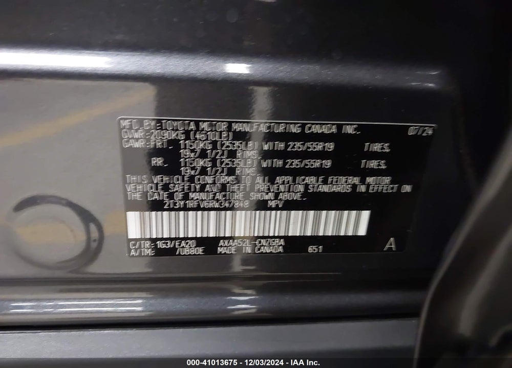 2024 TOYOTA RAV4 LIMITED VIN: 2T3Y1RFV6RW347848