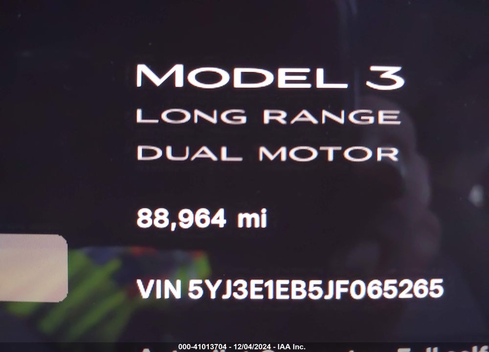 2018 TESLA MODEL 3 LONG RANGE/PERFORMANCE VIN: 5YJ3E1EB5JF065265