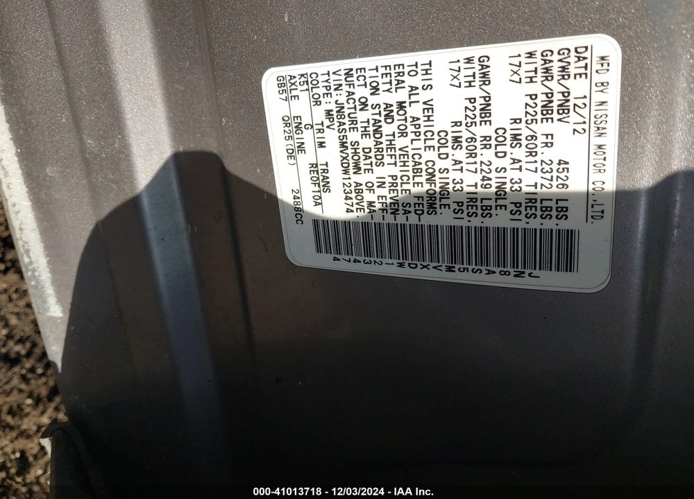 2013 NISSAN ROGUE SV VIN: JN8AS5MVXDW123457