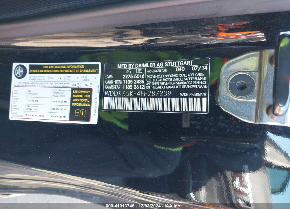 2014 MERCEDES-BENZ E 350 VIN: WDDKK5KF4EF287239