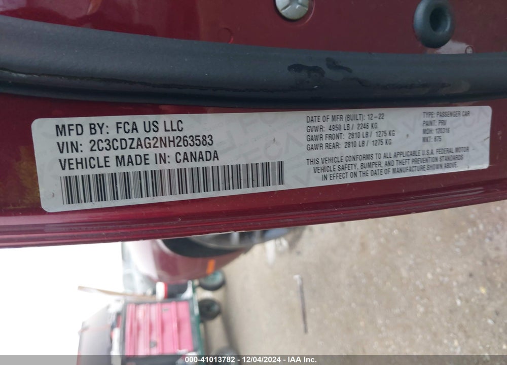 2022 DODGE CHALLENGER SXT VIN: 2C3CDZAG2NH263583