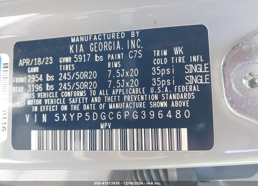 2023 KIA TELLURIDE SX PRESTIGE X-LINE VIN: 5XYP5DGC6PG396480