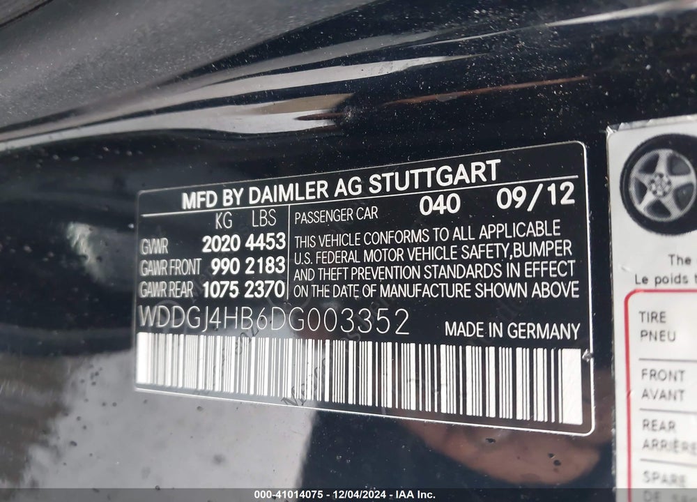 2013 MERCEDES-BENZ C 250 VIN: WDDGJ4HB6DG003352