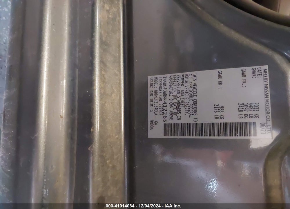 2023 NISSAN ALTIMA SV INTELLIGENT AWD VIN: 1N4BL4DW0PN412265