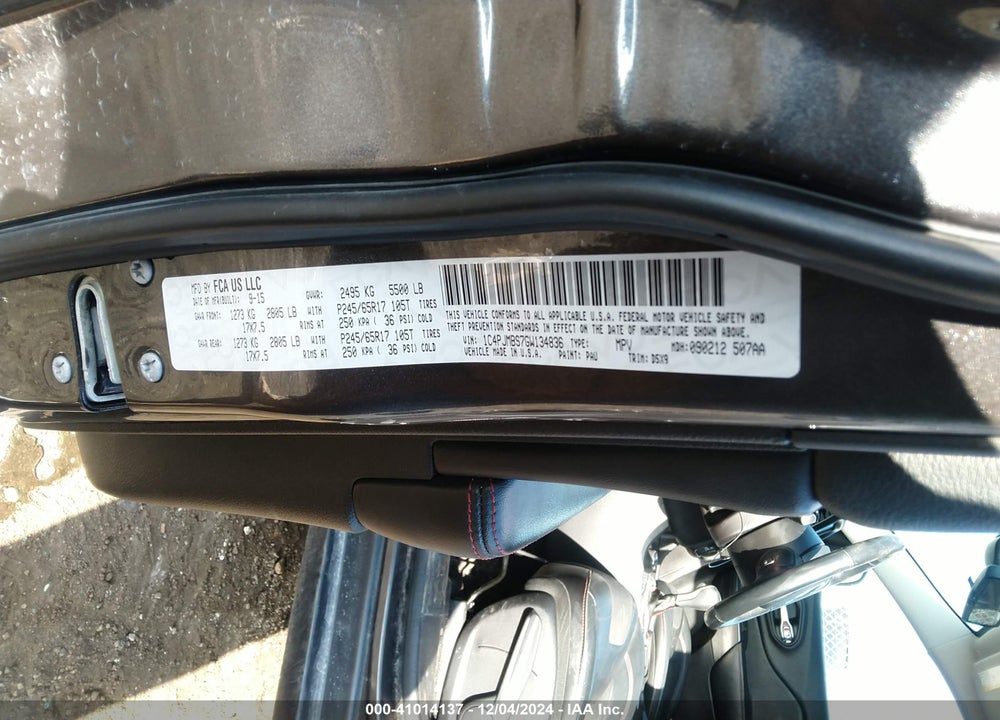 2016 JEEP CHEROKEE TRAILHAWK VIN: 1C4PJMBS7GW134836
