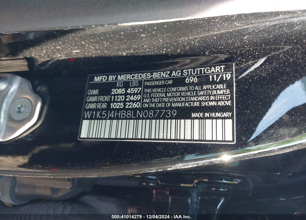 2020 MERCEDES-BENZ CLA 250 4MATIC VIN: W1K5J4HB8LN087739