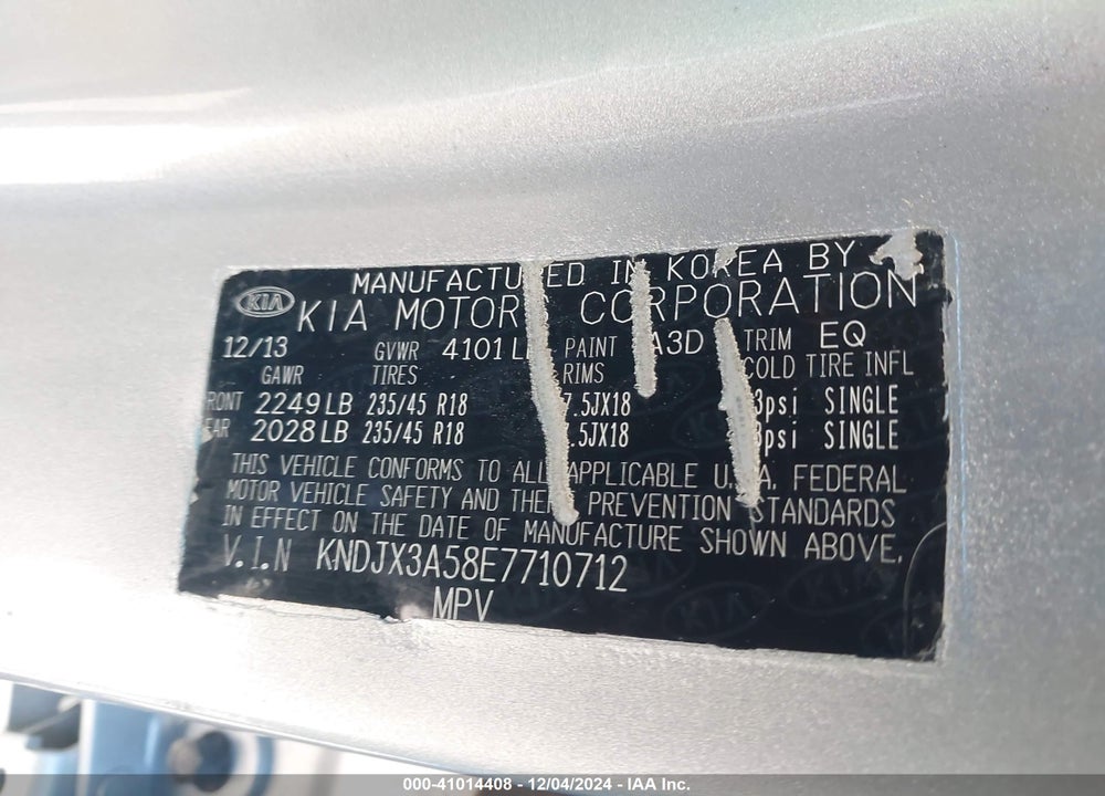 2014 KIA SOUL VIN: KNDJX3A58E7710712
