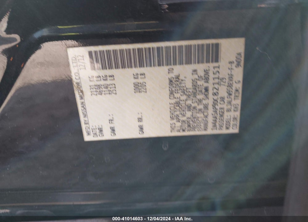 2013 NISSAN MAXIMA 3.5 SV VIN: 1N4AA5AP9DC821151