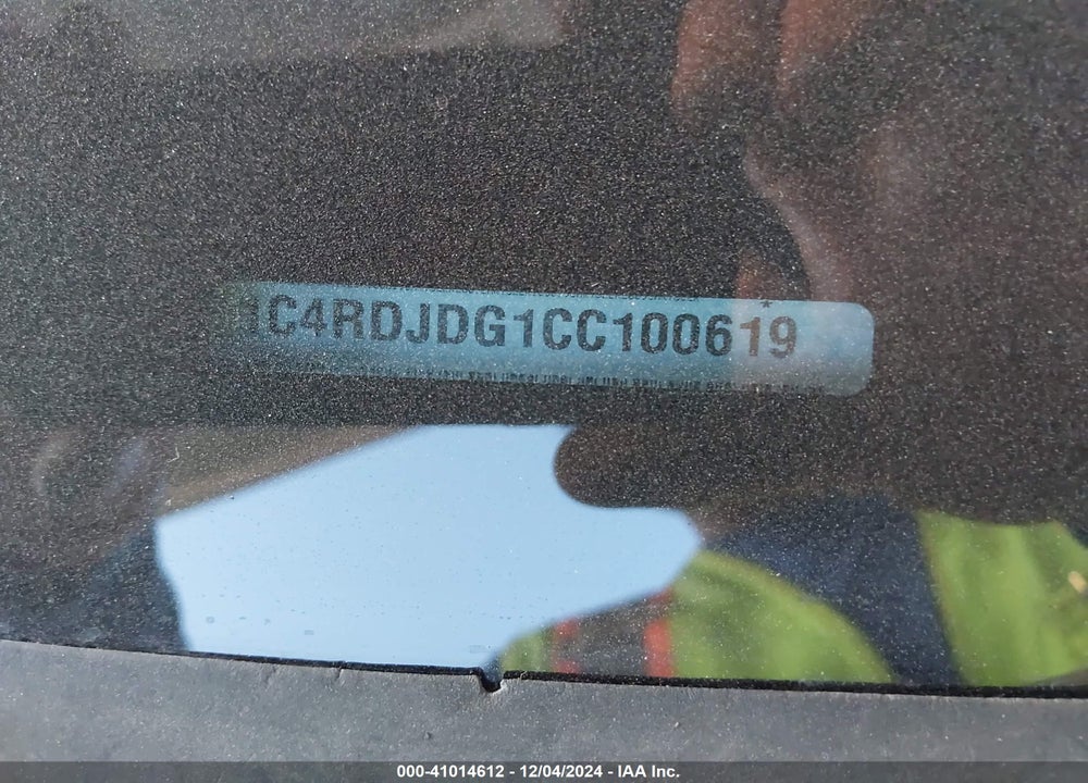 2012 DODGE DURANGO CREW VIN: 1C4RDJDG1CC100619