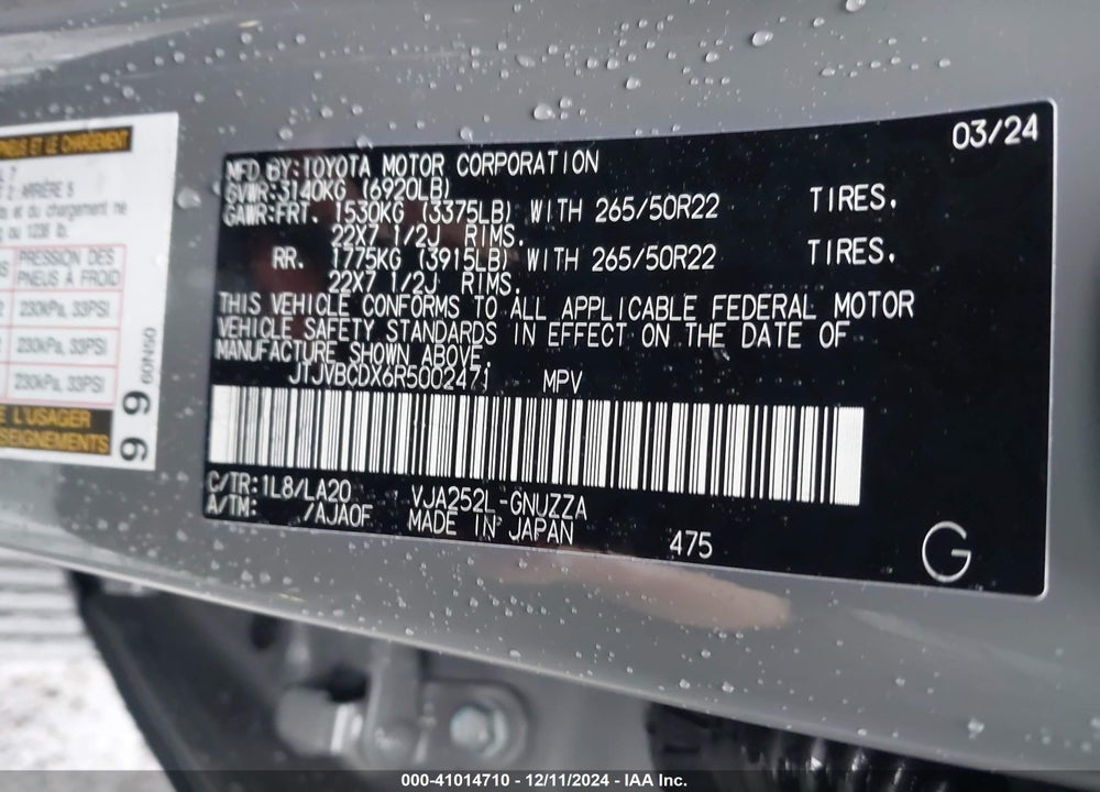 2024 LEXUS GX 550 LUXURY+ VIN: JTJVBCDX6R5002471