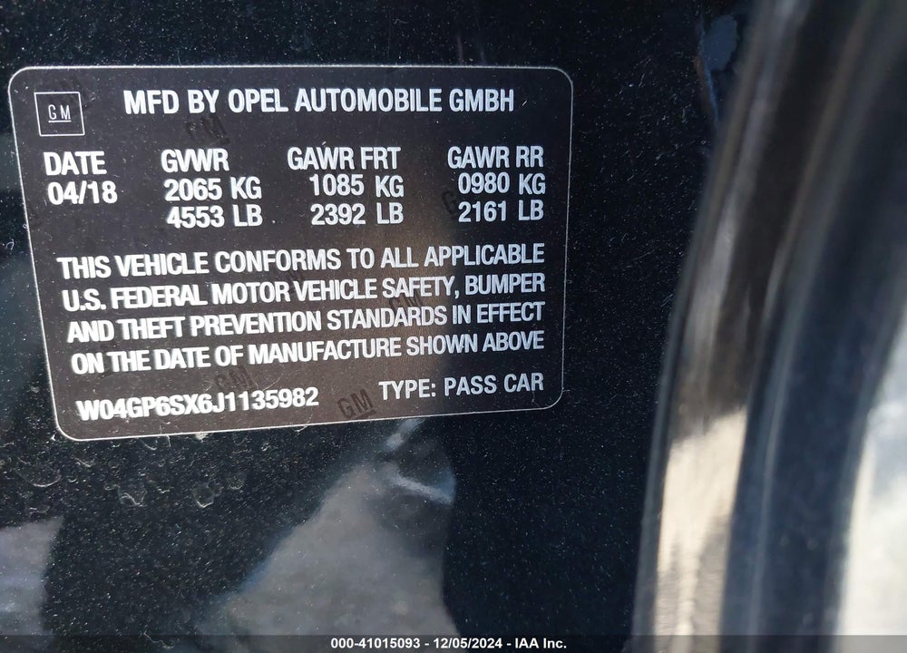 2018 BUICK REGAL SPORTBACK ESSENCE VIN: W04GP6SX6J1135982