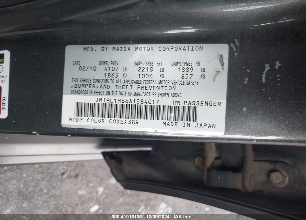 2010 MAZDA 3 S SPORT VIN: JM1BL1H66A1284017